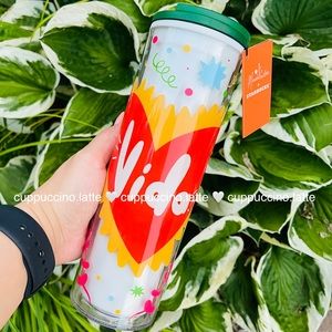 ☀️NWT❤️Starbucks x Manuela Guillen ‘Vida’ Heart Water Bottle Tumbler